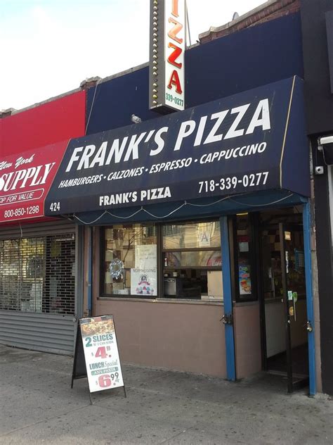 Frank's pizzeria - Frank's Pizza serves whole pies, slices, lasagna, spicy wings, burgers, sandwiches, salads, desserts, and more. All available for dine-in, take-out, or delivery. We pride ourselves in offering hand-tossed pizzas made with the freshest ingredients including daily, made-from-scratch dough and sauce. 